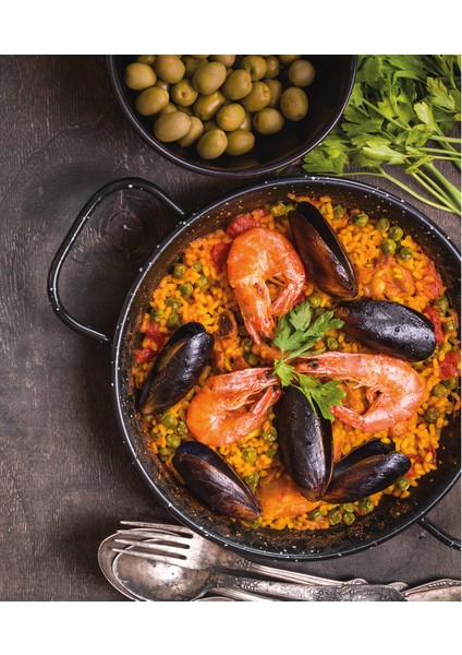 Siyah Parlak Simli Çift Kulplu Emaye Paella Tava 18 cm