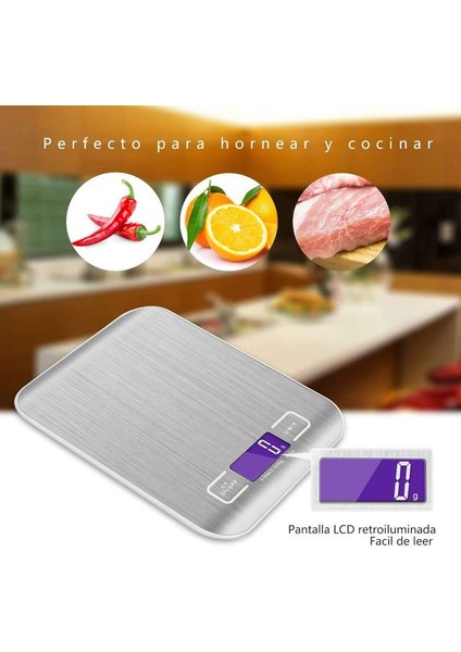 LCD Ekran Dijital Mutfak Terazisi Paslanmaz Çelik, 5KG/11LBS Çok Fonksiyonlu Gıda Terazisi, Mutfak Ağırlığı, Gümüş Renk (Yurt Dışından) fırsatları