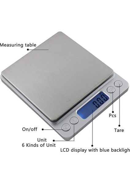 Hassas Terazi, Mutfak Terazisi/cep Terazisi/takı Terazisi, Yüksek Hassasiyetli Elektronik Terazi, Arkadan Aydınlatmalı LCD Ekran, Dara ve Miktar Fonksiyonu, 2 Palet (Yurt Dışından) modelleri