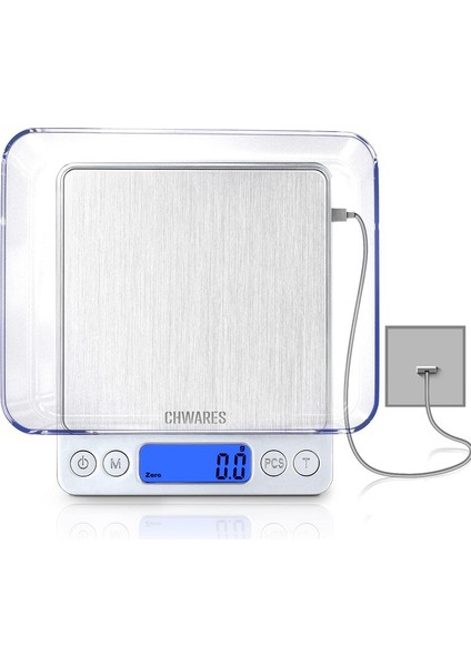 Dijital Mutfak Terazisi, USB Şarj Edilebilir, 3kg/0.1g, Mini Elektrikli Mutfak Terazisi, Su Geçirmez Dijital Terazi (Yurt Dışından)