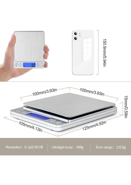 Dijital Mutfak Terazisi, USB Şarj Edilebilir, 3kg/0.1g, Mini Elektrikli Mutfak Terazisi, Su Geçirmez Dijital Terazi (Yurt Dışından) fırsatları