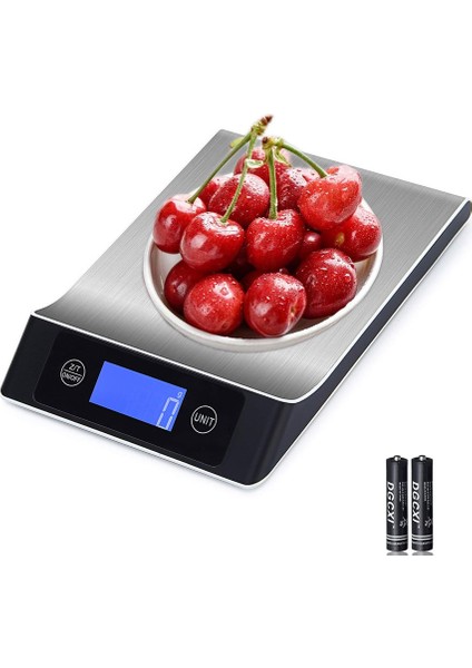 Elektronik Mutfak Terazisi, Arkadan Aydınlatmalı LCD Ekranlı Gıda Terazisi, Paslanmaz Çelik Platform, Dara Fonksiyonu, Otomatik Kapanma (10KG/22LBS) (Yurt Dışından)
