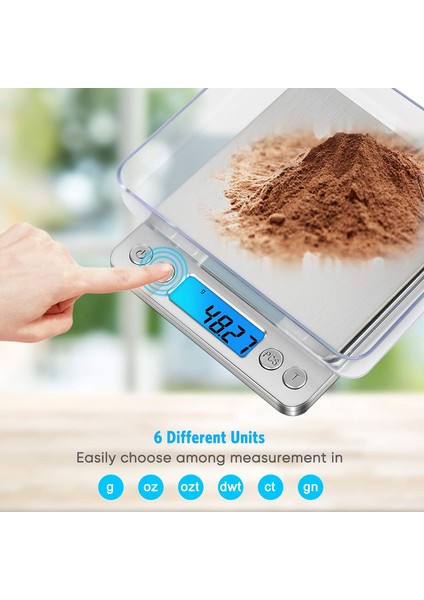 Hassas Dijital Terazi, Taşınabilir Bilgisayar Terazisi, LCD Ekranlı ve 6 Üniteli, Paslanmaz Çelik Tepsi, Dara Fonksiyonlu, Mutfak, Takı, Kahve Için - 3 kg x 0,1 (Yurt Dışından) fiyatları