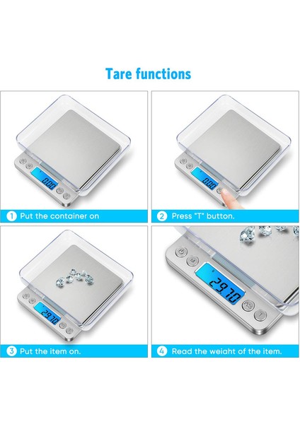 Hassas Dijital Terazi, Taşınabilir Bilgisayar Terazisi, LCD Ekranlı ve 6 Üniteli, Paslanmaz Çelik Tepsi, Dara Fonksiyonlu, Mutfak, Takı, Kahve Için - 3 kg x 0,1 (Yurt Dışından) modelleri