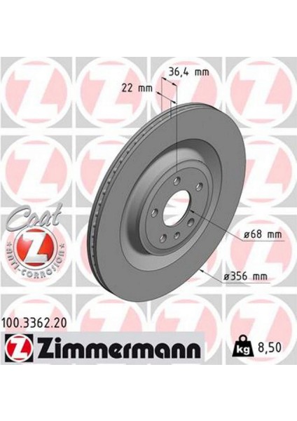 Zimmermann Arka Fren Aynasi A6 12 A7 12 A8 11 355.8X22X5DLXHVLI 986479749-DF6343S