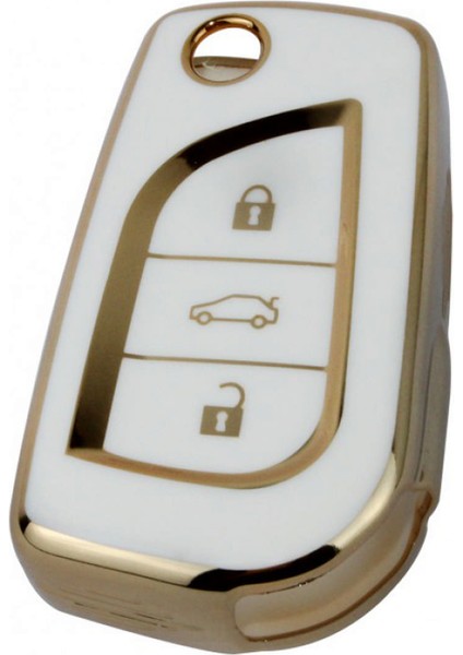 Kontak Anahtar Kumanda Koruyucu Kilif Tpu Silikon Beyaz Toyota Corolla-C-Hr