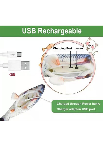 Style6 Kedi USB Şarj Oyuncak Balık Interaktif Elektrikli Disket Balık Kedi Oyuncak Gerçekçi Pet Kediler Çiğneme Isırık Oyuncaklar Evcil Hayvan Malzemeleri Kediler Köpek Oyuncak (Yurt Dışından)
