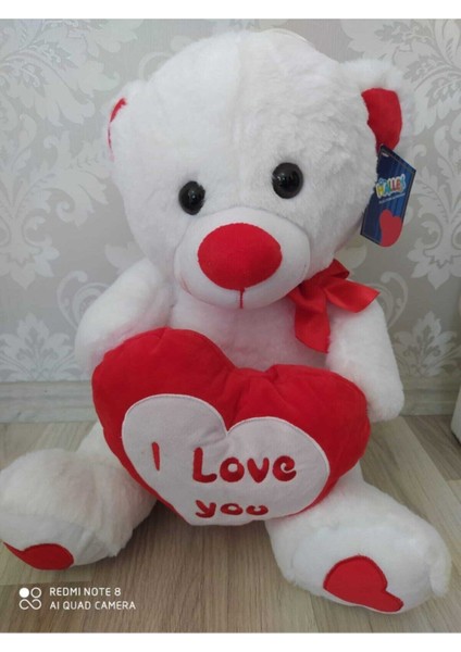 Kalp Tutan 55 cm Beyaz Peluş Ayıcık fiyatları
