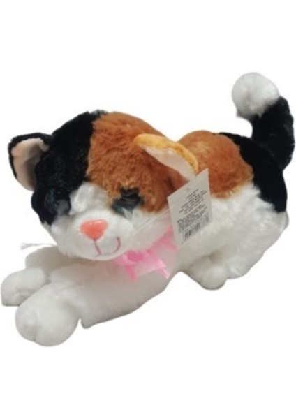 Sesli Miyavlayan Yatan Peluş Kedi