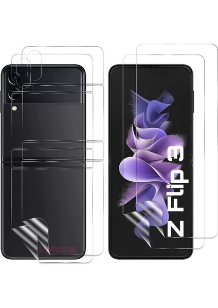 Galaxy Z Flip 3 Ekran Cam Film Koruyucu Hidrojel 360 Kaplar Ön Arka Koruma Screen Protector