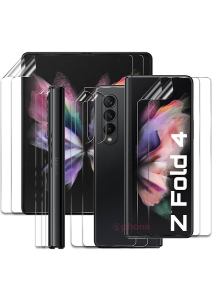 Samsung Galaxy Z Fold 4 Ekran Cam Film Koruyucu Hidrojel 360 Kaplar Ön Arka Koruma Screen Protector