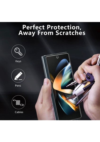 Samsung Galaxy Z Fold 4 Ekran Cam Film Koruyucu Hidrojel 360 Kaplar Ön Arka Koruma Screen Protector