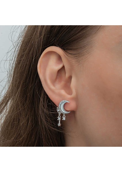 Gümüş Sallantılı Ay Yıldız Kadın Küpe indirimleri