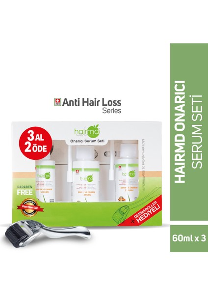 Hairmd Onarıcı Saç Serumu 3'lü Set - 3 Al 2 Öde - Dermaroller Hediyeli