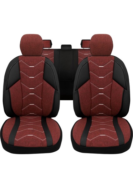 Verita Elegance Serisi - Seat Cordoba ile Uyumlu Koltuk Kılıfı, Keten-Deri / Bordo