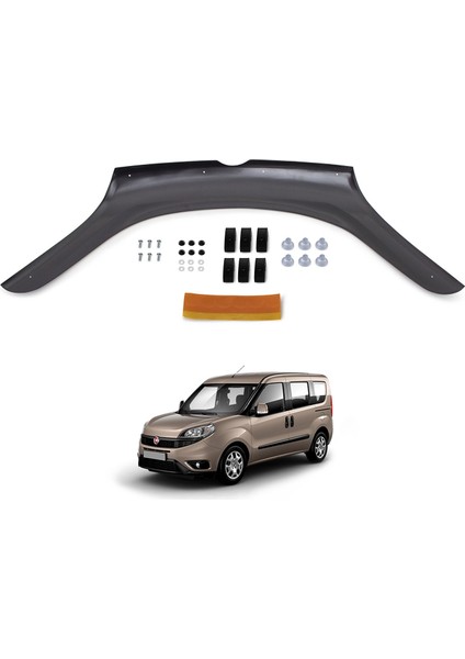 Fiat Doblo Ön Kaput Koruyucu Rüzgarlığı Abs Plastik Piano Black 2015-2021 Arasına Uyumlu modelleri