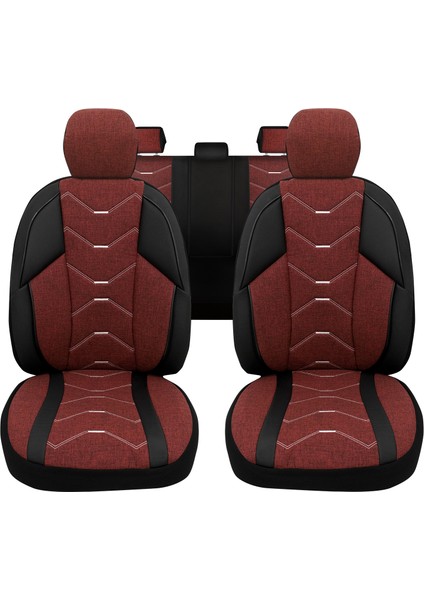 Verita Elegance Serisi - Bmw X6 ile Uyumlu Koltuk Kılıfı, Keten-Deri / Bordo