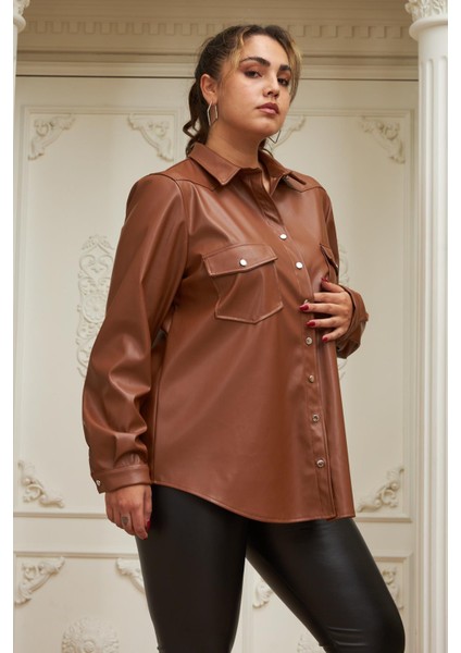 Büyük Beden Camel Deri Gömlek fiyatları