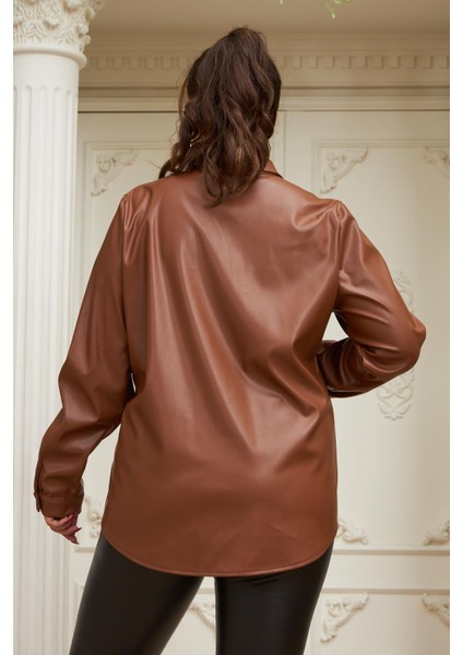 Büyük Beden Camel Deri Gömlek fırsatları