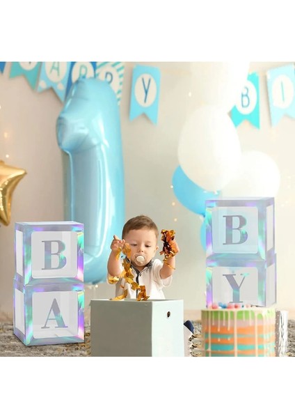 Baby Yazılı Şeffaf Gümüş Kutu ve Balon Seti fiyatları