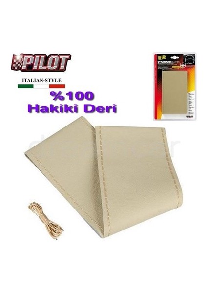 Pilot Bej Hakiki Deri Direksiyon Kılıfı 33016