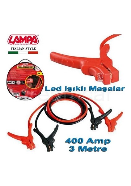 400A 3 metre Led Işıklı Takviye Kablosu 12V 70120