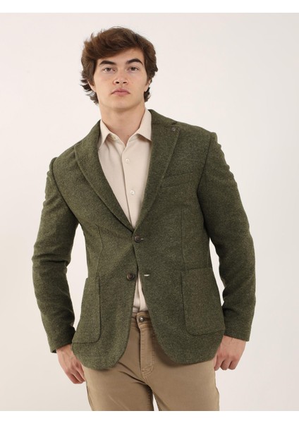 Haki Erkek Slim Fit Düz Kaşe Mono Yaka Ceket fiyatları