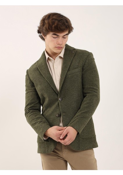 Haki Erkek Slim Fit Düz Kaşe Mono Yaka Ceket modelleri