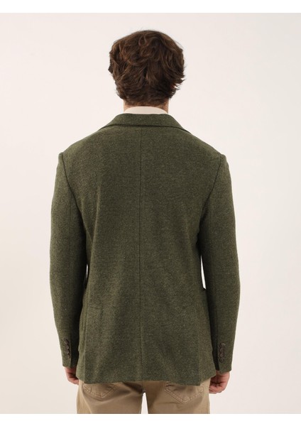 Haki Erkek Slim Fit Düz Kaşe Mono Yaka Ceket fırsatları