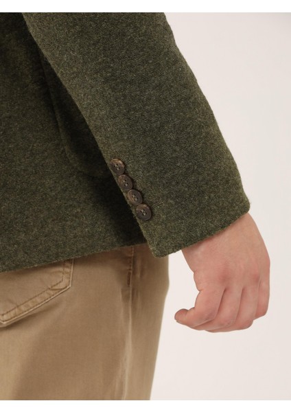 Haki Erkek Slim Fit Düz Kaşe Mono Yaka Ceket indirimleri