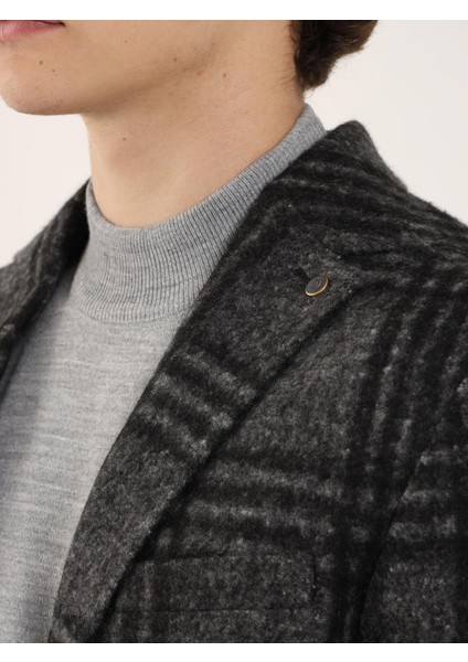 Siyah Erkek Slim Fit Ekose Desenli Casual Mono Yaka Ceket indirimleri