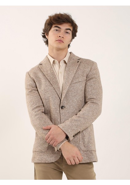 Camel Erkek Slim Fit Desenli Casual Mono Yaka Ceket fiyatları