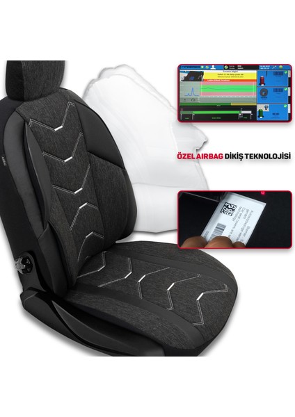 Verita Elegance Serisi - Honda Civic ile Uyumlu Koltuk Kılıfı, Keten-Deri / Siyah modelleri