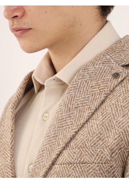 Camel Erkek Slim Fit Desenli Casual Mono Yaka Ceket indirimleri