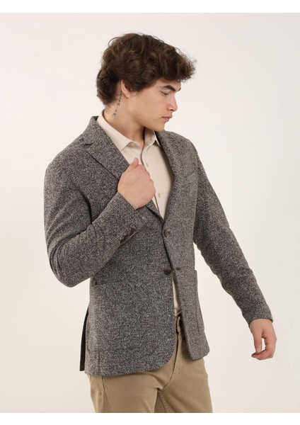 Kahve Melanj Erkek Slim Fit Mono Yaka Ceket 97212
