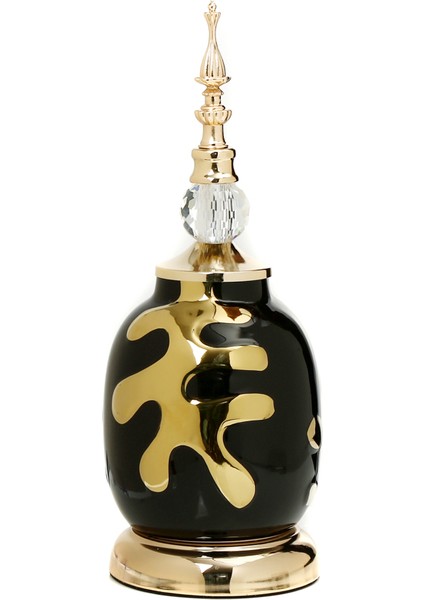 Gold Kapaklı Yaprak Vazo 33 cm AK.JE0159