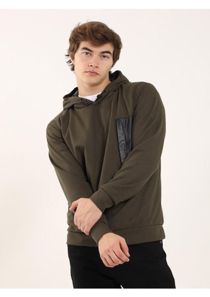 Haki Erkek Regular Fit Kapüşonlu Sweatshirt fiyatları