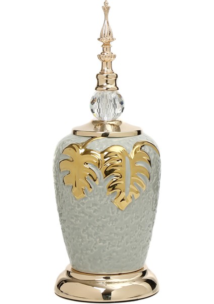 Yakut Gold Kapaklı Vazo 35 cm AK.JE0175