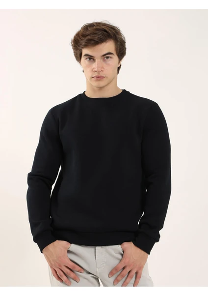 Siyah Erkek Regular Fit Bisiklet Yaka Sweatshirt