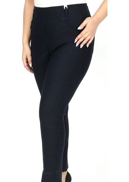 Büyük Beden Toparlayıcı Kışlık Yüksek Bel Punto Kumaş Siyah Renk Pantolon fiyatları