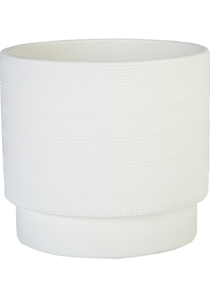 Waffle Seramik Vazo Beyaz 24X22 cm AK.JH0036