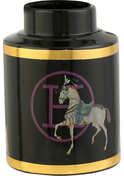 Horse Yaldız Vazo Siyah Gold 12X12X17 cm AK.WLT0704