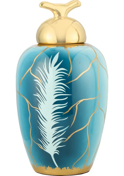 Plume Mavi Seramik Vazo 38 cm AK.WLT0537