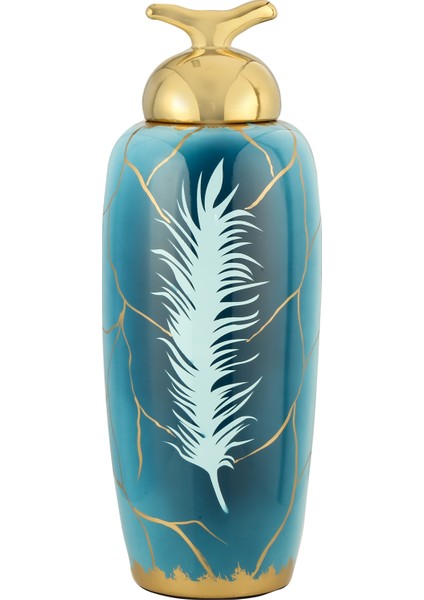 Plume Mavi Seramik Vazo 48 cm AK.WLT0538