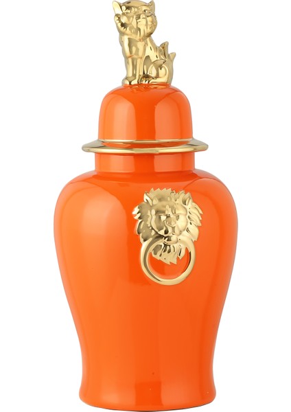 Lion Dekoratif Vazo Turuncu 27X27X60 cm AK.WLT0604