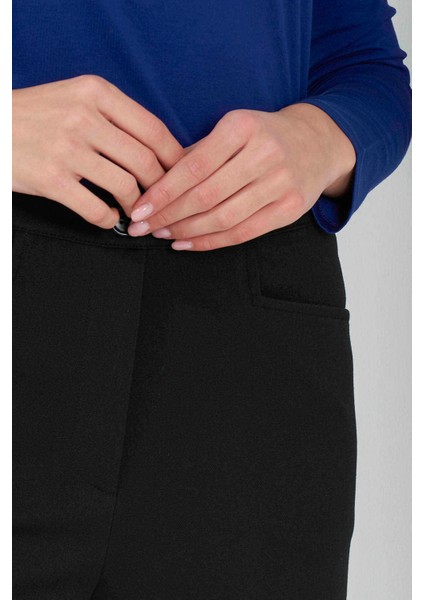 Tolga Saraçoğlu Kadın Gizli Lastik Boru Paça Gabardin Pantolon 430082 Siyah fırsatları