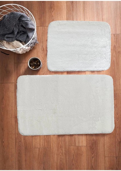 2 Li Banyo Paspası Banyo Halısı Post Peluş 50X80 cm - 50X40 cm