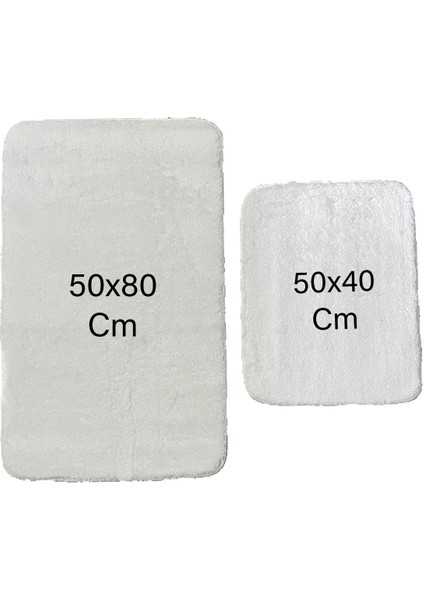 2 Li Banyo Paspası Banyo Halısı Post Peluş 50X80 cm - 50X40 cm modelleri