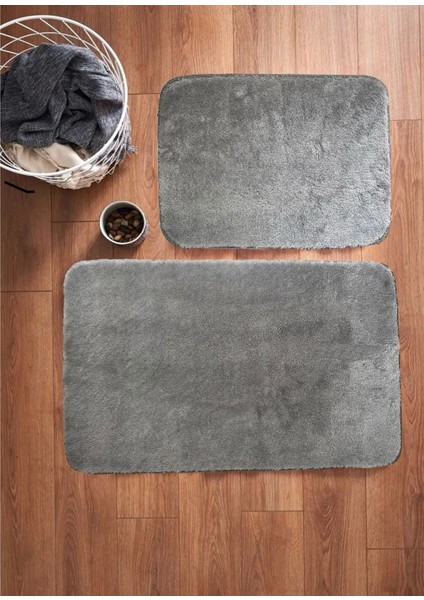 2 Li Banyo Paspası Banyo Halısı Post Peluş 50X80 cm - 50X40 cm