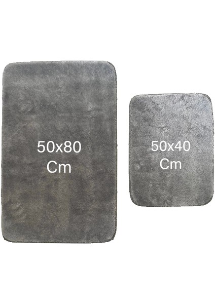 2 Li Banyo Paspası Banyo Halısı Post Peluş 50X80 cm - 50X40 cm modelleri